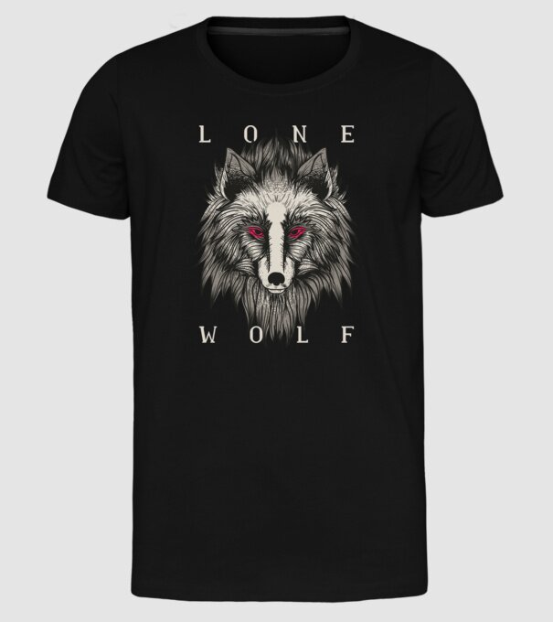 Lup Singuratic model negru pe tricou