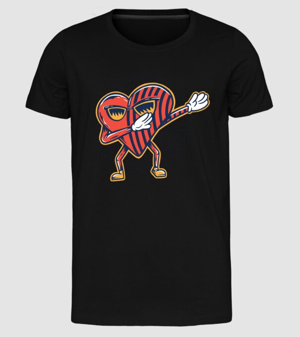 Inimă DAB cărți de joc maghiare model negru pe tricou