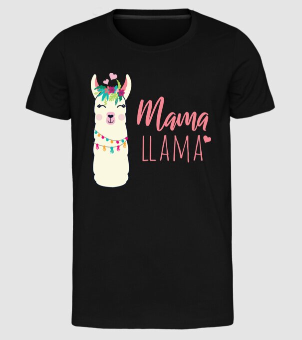 Mama Llama model negru pe tricou
