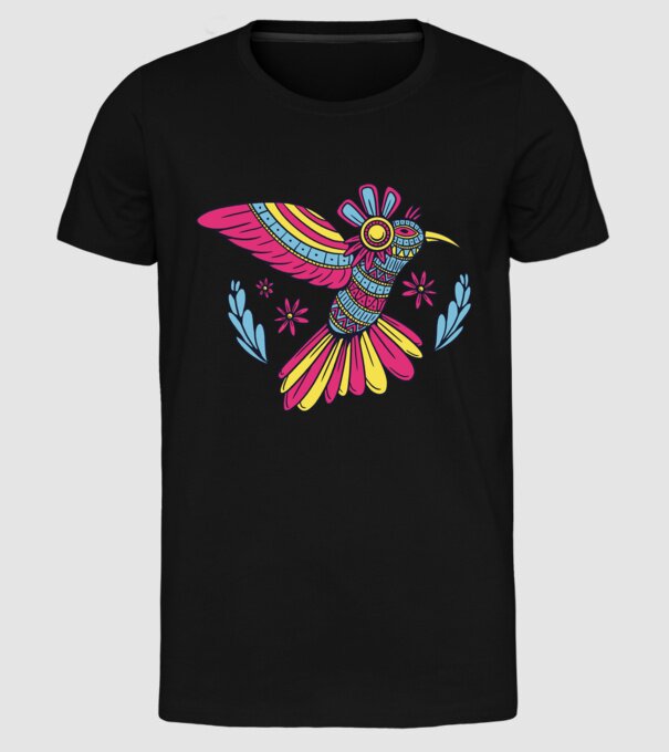 Mandala Colibri model negru pe tricou