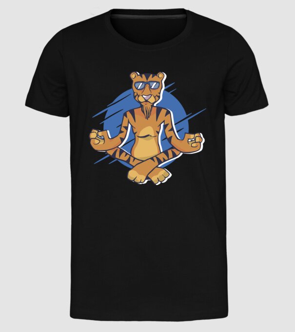 Tigru meditator model negru pe tricou