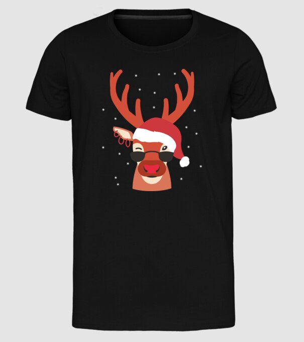 Ren cool de Crăciun model negru pe tricou