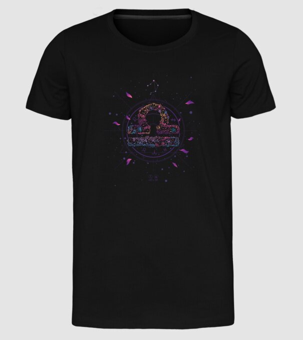 Libra Zodiac model negru pe tricou