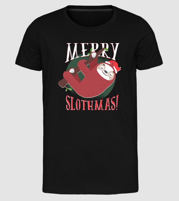 Merry Slothmas Crăciun cu Leneș model negru pe tricou