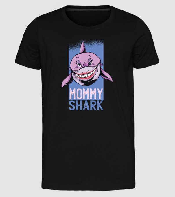 Mommy Shark tricou pentru mama model negru pe tricou