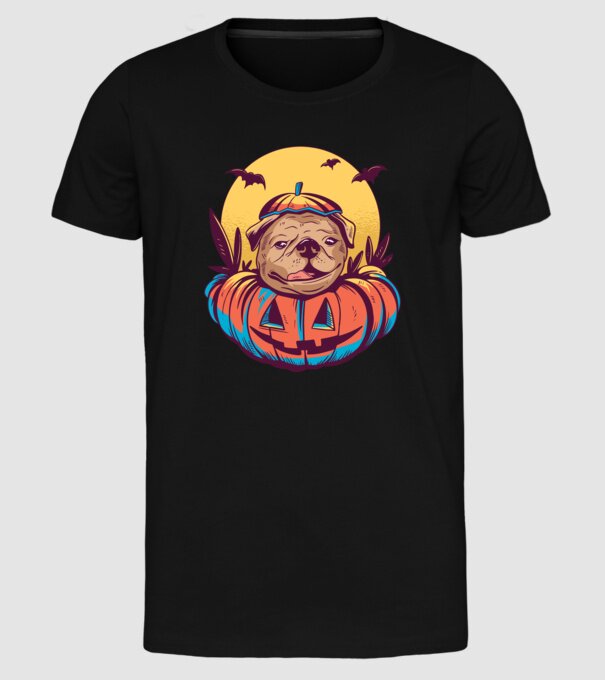 Mops Halloween model negru pe tricou