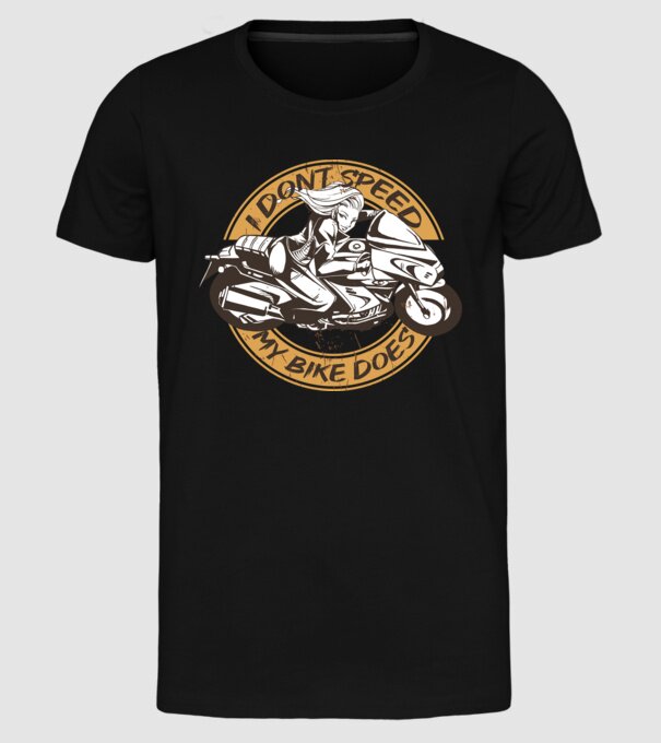 Fată Motociclist model negru pe tricou