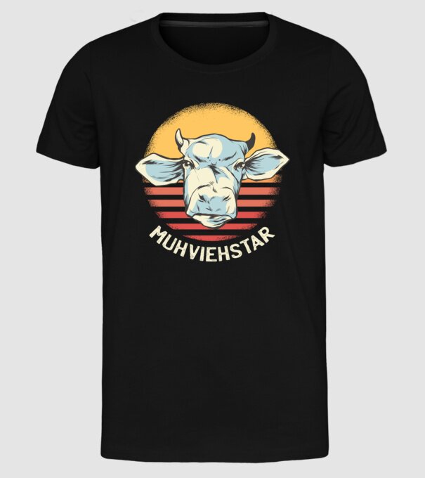Vacă Muhviehstar model negru pe tricou