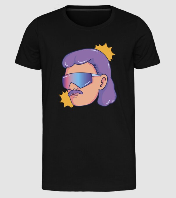 Cap Mullet Retro model negru pe tricou