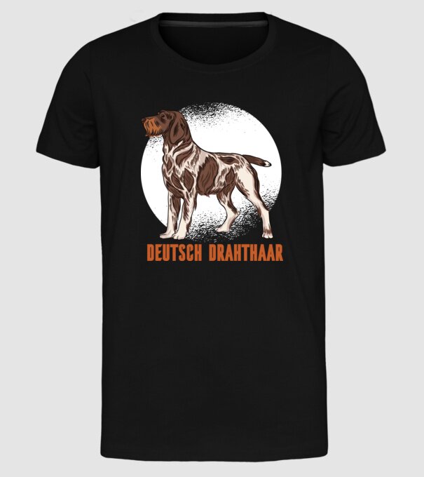 Brac german cu păr sârmos model negru pe tricou