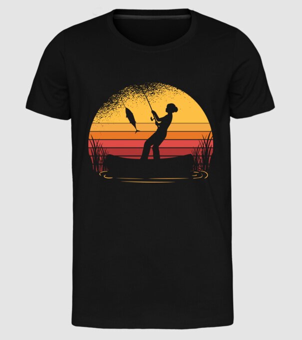 Femeie Pescar model negru pe tricou