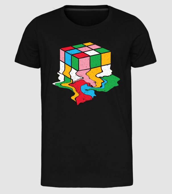 Cub Rubik topindu-se model negru pe tricou