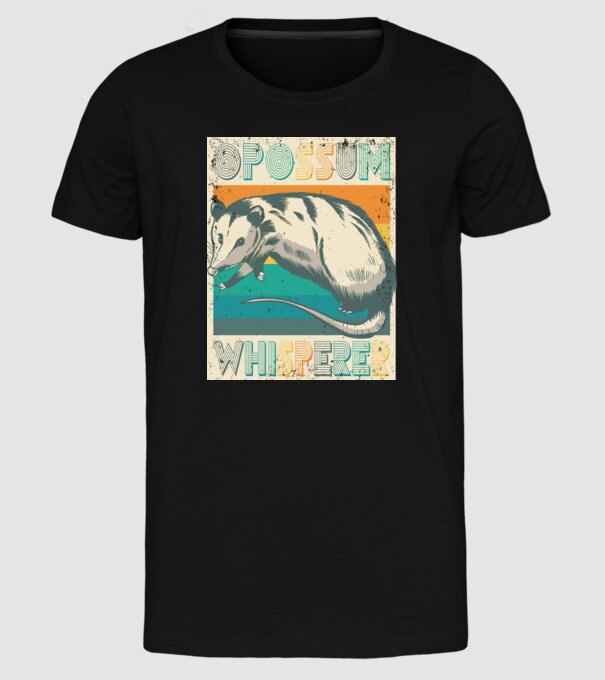 Opossum Whisperer model negru pe tricou