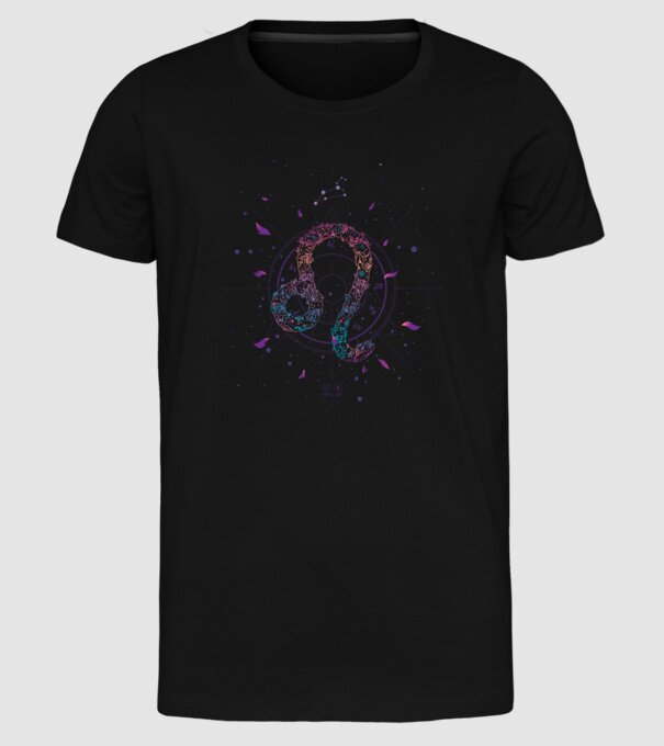 Leo Zodiac model negru pe tricou