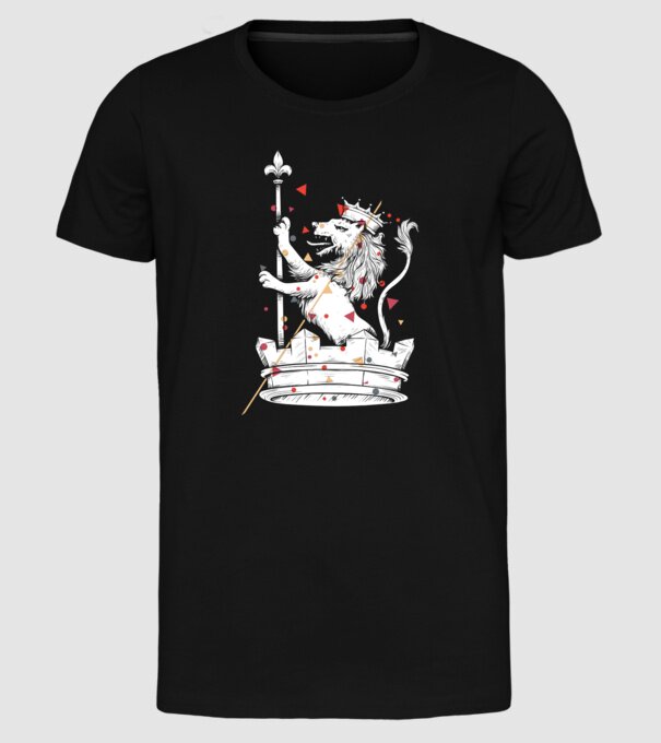 Leu Coroană model negru pe tricou