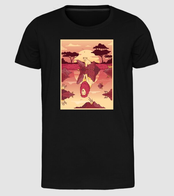 Reflecție leu model negru pe tricou