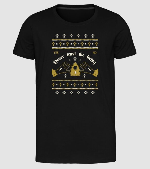 Ouija Motiv de Crăciun model negru pe tricou
