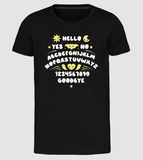 Motiv Ouija model negru pe tricou