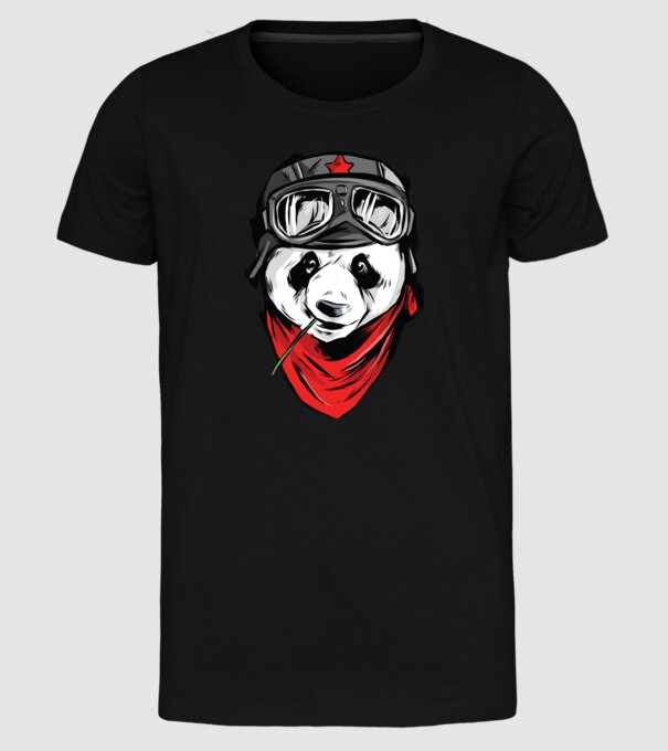 Panda Gerilla model negru pe tricou