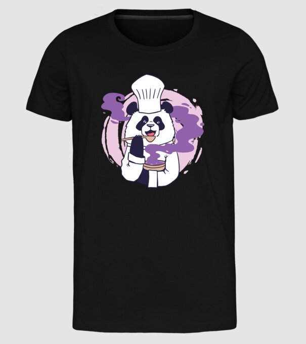 Panda Chef model negru pe tricou