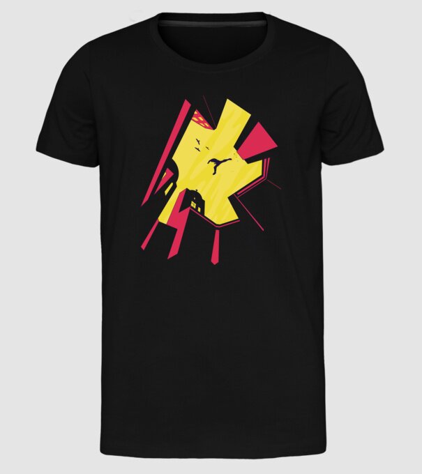 Alergare Parkour model negru pe tricou