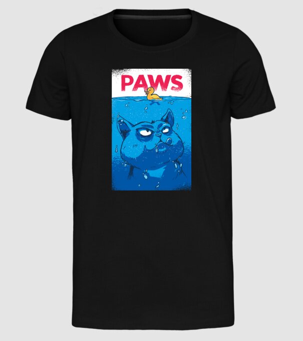 Paws Pisică la atac model negru pe tricou