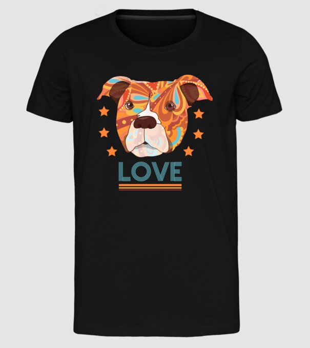 Dragoste Pitbull model negru pe tricou