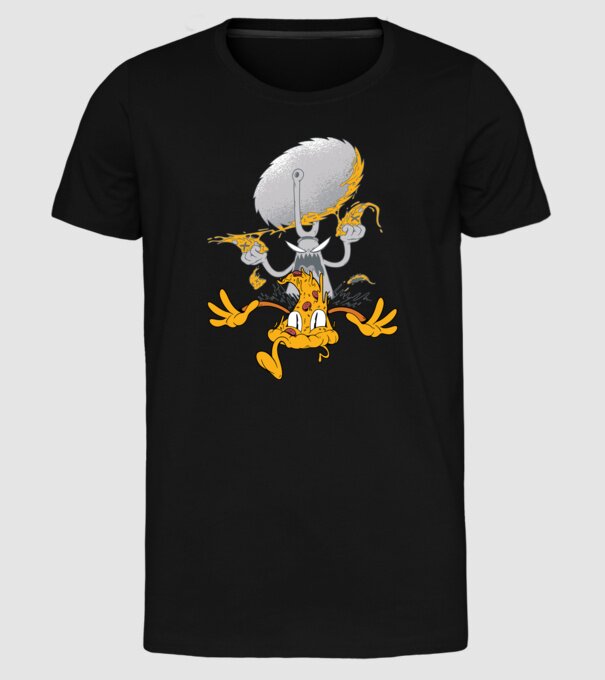 Monstru tăietor de Pizza model negru pe tricou