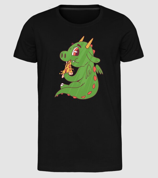 Pizza Dino model negru pe tricou