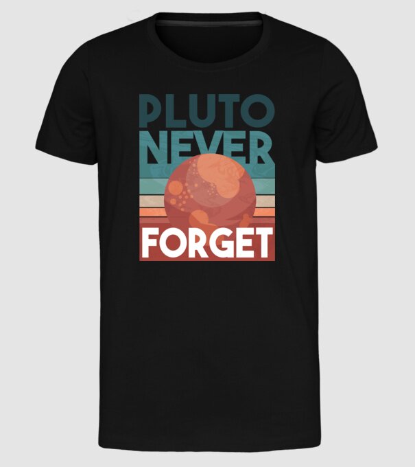 Pluto never forget model negru pe tricou