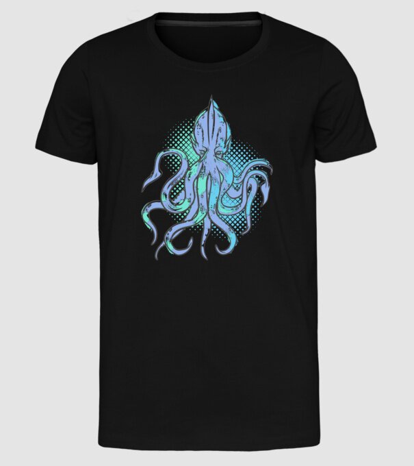 Cthulhu Caracatiță model negru pe tricou
