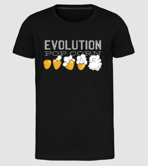 Evoluție Popcorn model negru pe tricou