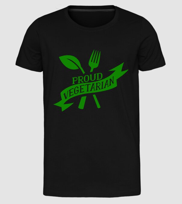 Proud Vegetarian model negru pe tricou
