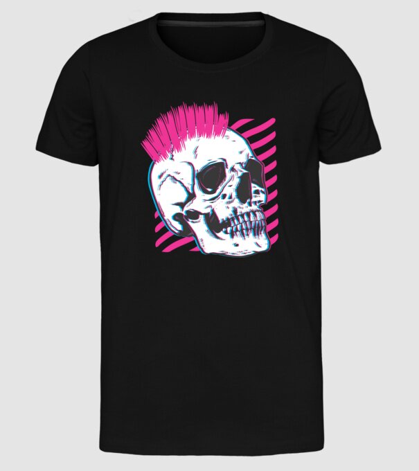Craniu Punk model negru pe tricou