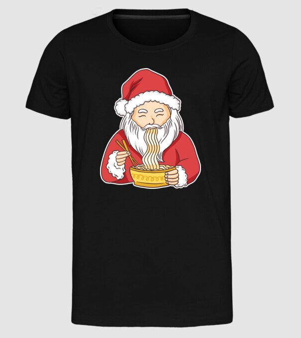 Moș Crăciun Ramen model negru pe tricou