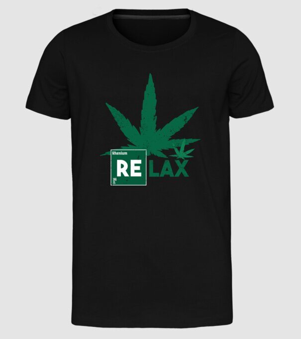 Relax Cannabis model negru pe tricou