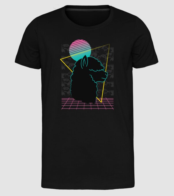 Retro Alpaka model negru pe tricou