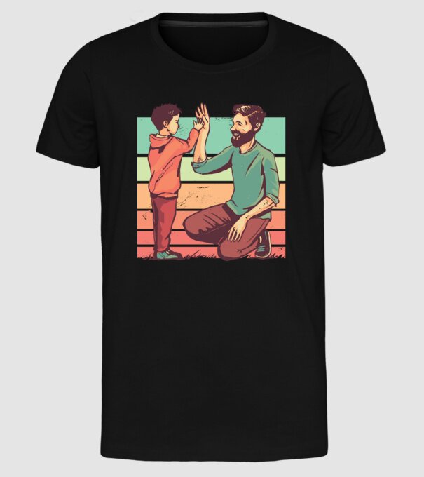 Tată și fiu retro model negru pe tricou