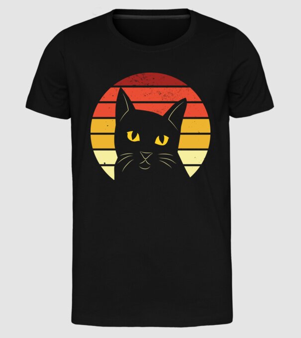 Cap pisică retro model negru pe tricou