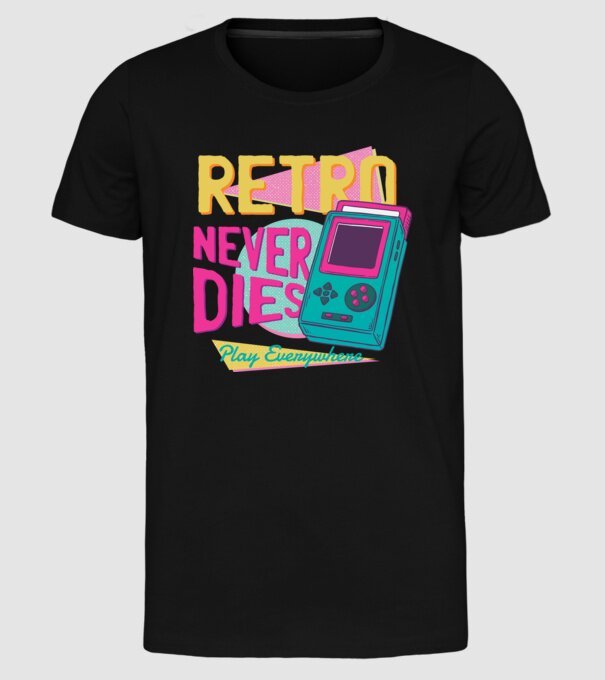 Retro Gameboy model negru pe tricou