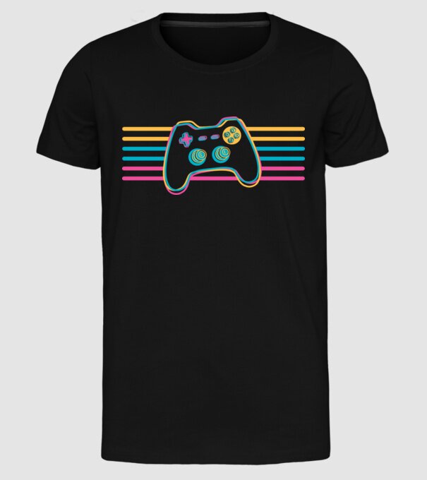 Gamer Controler Retro model negru pe tricou