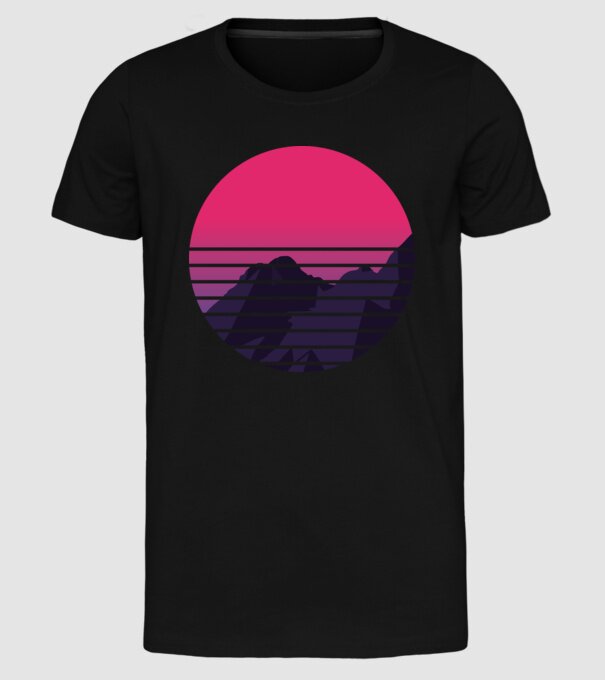 Retro Munte model negru pe tricou