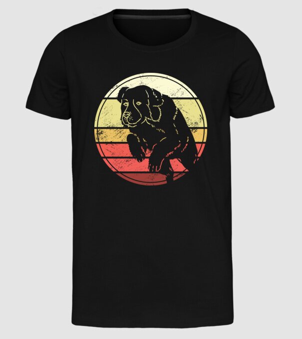 Câine Retro Landseer model negru pe tricou