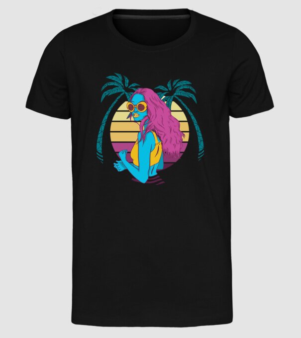 Fată Retro model negru pe tricou