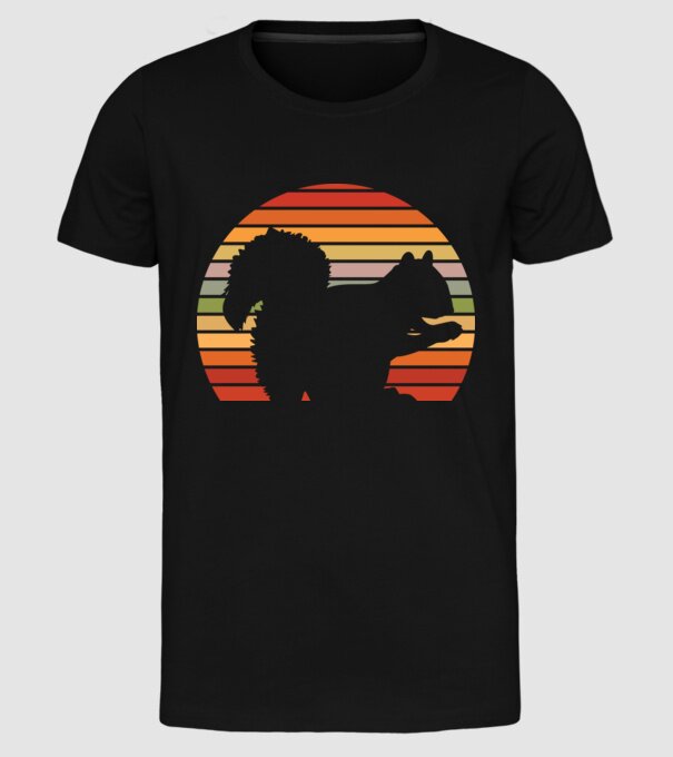 Veveriță Retro model negru pe tricou