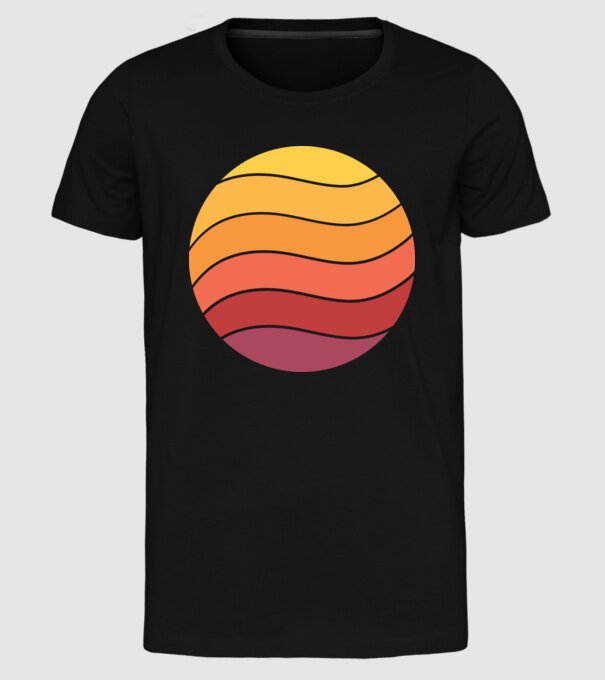 Fond Retro Apus de soare model negru pe tricou