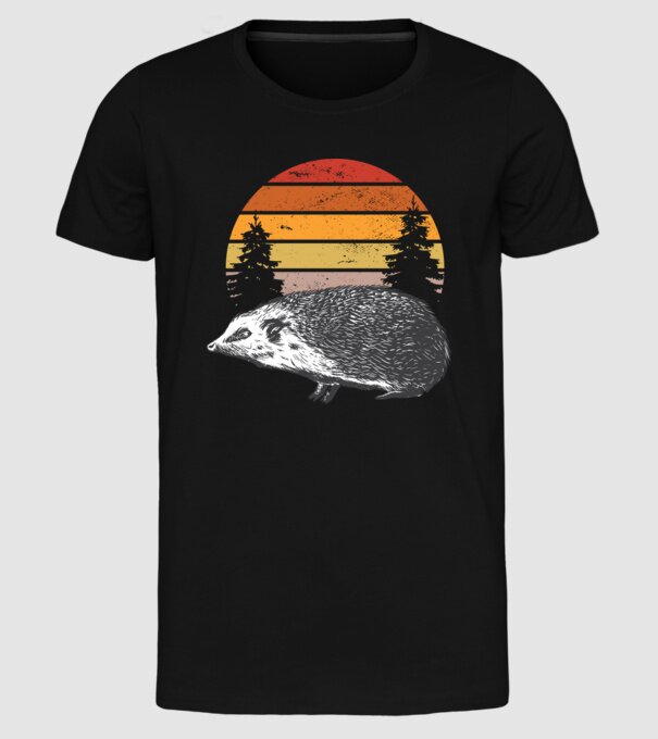 Arici Retro model negru pe tricou
