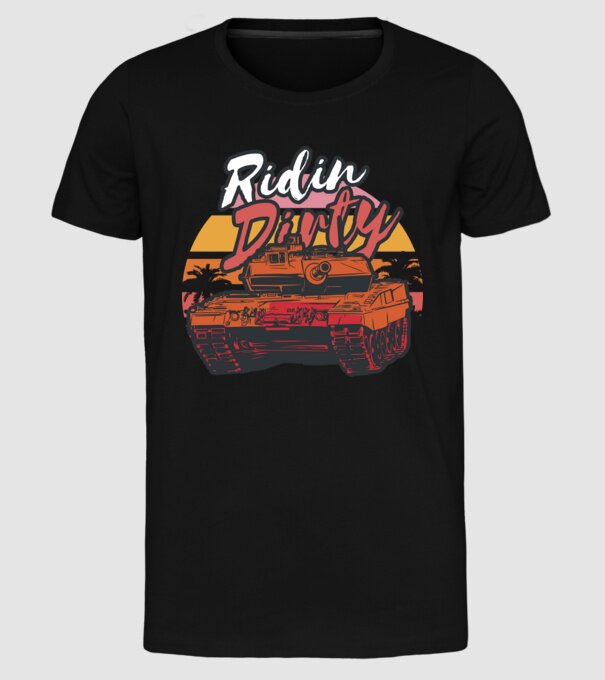 Ridin Dirty tricou cu tanc model negru pe tricou