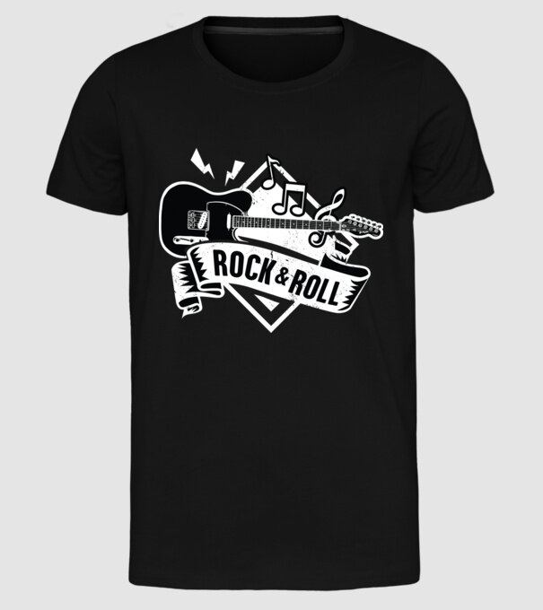 Rock & Roll chitară model negru pe tricou
