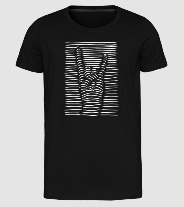 Mână Rocker model negru pe tricou